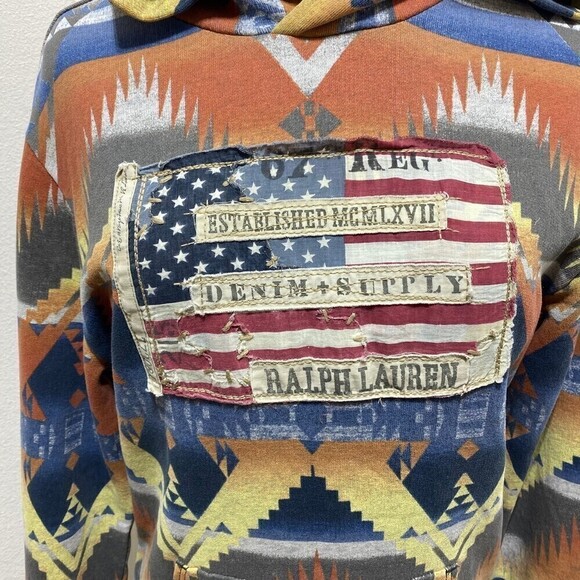Ralph Lauren Denim Supply Small Aztec Flag Sweater RRL Polo VTG Southwestern - Picture 2 of 6